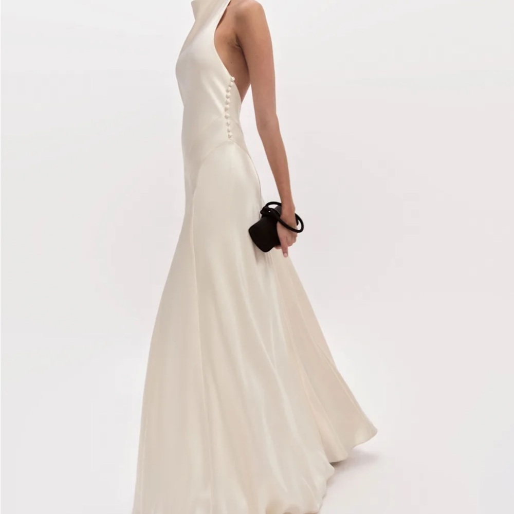 NEVER WORN BRAND NEW- Reformation Roy Satin Dress Ivory - Size 0